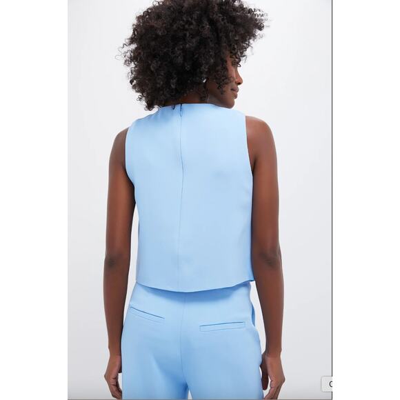 NWT Veronica Beard Blue Sky Drexley Cropped Boxy Workwear Top Vest Size 0 XS - Picture 2 of 7